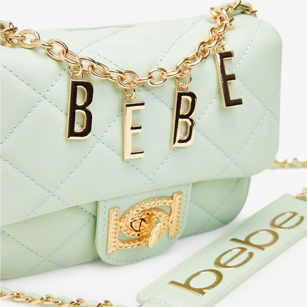 NWT Bebe Wyatt‎ shoulder bag small shoulder bag in mint green with gold accents - Picture 3 of 15